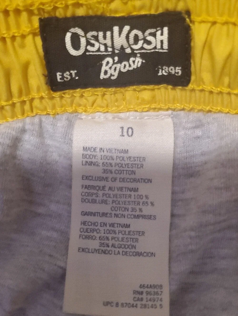 OshKosh B'gosh Yellow Varsity 95 Kids Jogger Sweatpants
